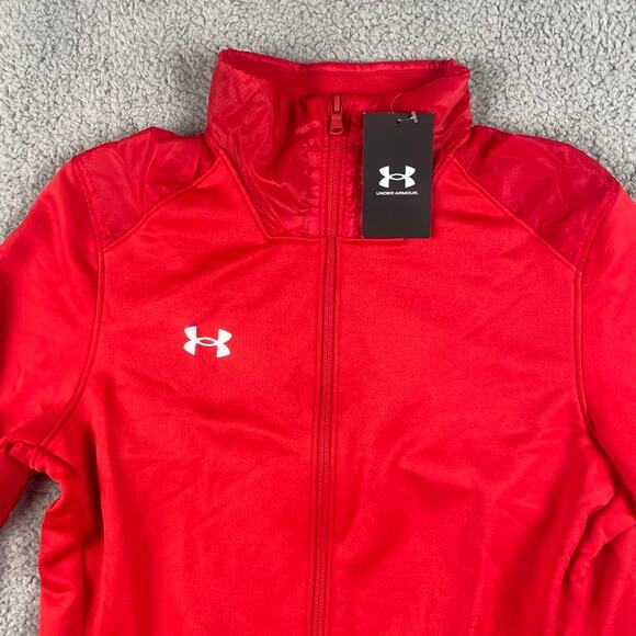 Under Armour Men's Small Red UA Long Sleeve Command Warm Up Full Zip Jacket - Picture 2 of 9